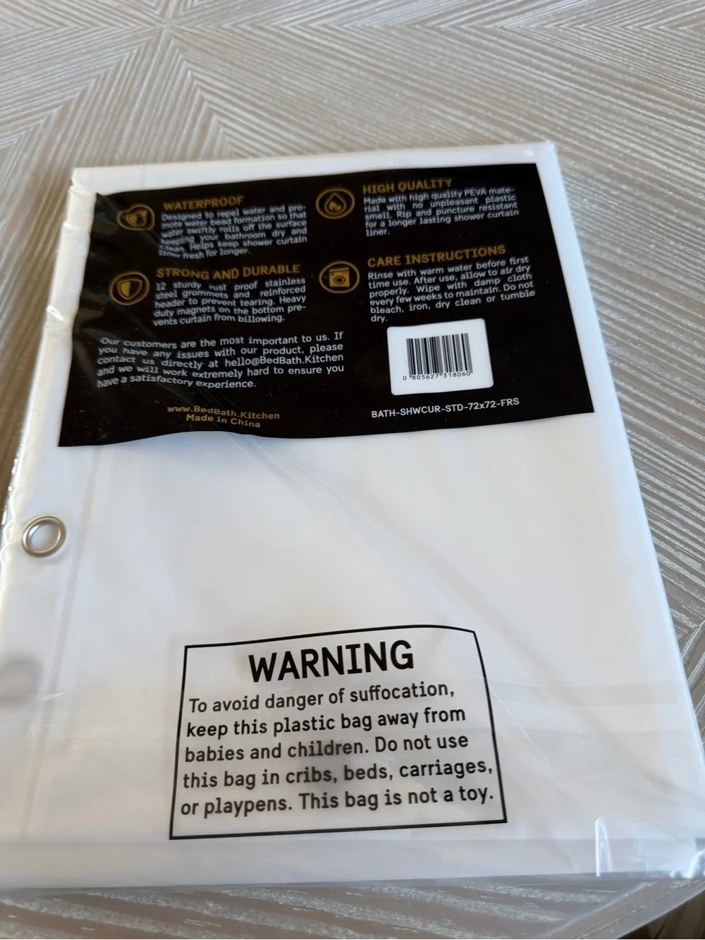 Frosted White Shower Curtain Liner with Metal Grommets
